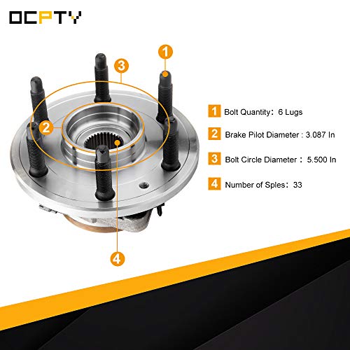 Ocpty New Wheel Hub Bearings Front 6 Lug W/Abs Fit For Escalade Esv Ext, Avalanche Silverado Suburban Tahoe, Sierra Yukon Xl1500 515096 (Pack Of 1) #TOP4