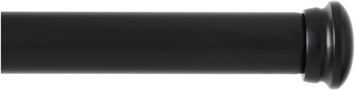 NICOLE MILLER NEW YORK Patio Country Mod Cap Indoor Outdoor Dual-Mount Curtain Rod & Finial Set, Ceiling Mount & Wall Mount, Rust Resistant, Matte Black, Adjustable 84”-160”