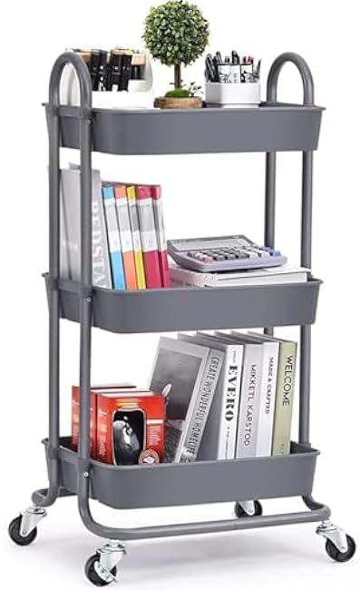 ´¢Îï³µ 3-Tier Locking Wheel Utility Cart - Mobile Storage Organizer with Brake Casters, Versatile Serving Trolley for Kitchen, Living Room, Office, Home Use, Heavy Duty Rolling Organizer-Q2xWyojQ