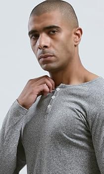 Ravin Heather Grey Buttoned Summer Henley Shirt, For Men, Grey, XS