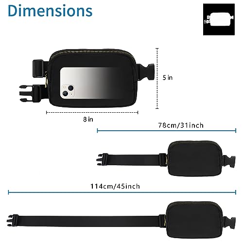 VKIOIP-Belt-Fashion-Waist-Pack-with-Adjustable-StrapHands-Free-Crossbody-Fanny-Bag-with-ZipperWorkout-Exercise-Accessories-for-TravelingRunningHikingCyclingSports-GiftsBlack