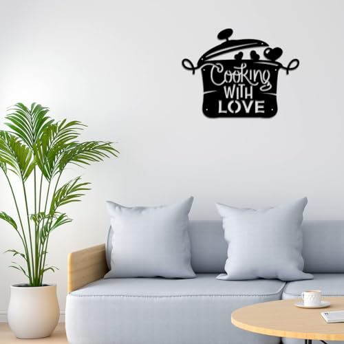 GIFTZORO Wall Mounted " Cooking With Love "Metal Wall Art Wall Sculpture/ Wall Hanging Home Decoration Perfect for Living Room/Hotel/Bedroom/Drawing Room Best Holi Festival Gifts for Mens & Womens