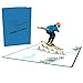 LuckeeCards Ski Karte, 3D Pop Up, Skifahrer, Skiurlaub, Winter Urlaub, z.B. als Gutschein oder Geschenk, Gutscheinkarte Skifahren