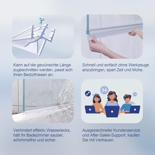 HNNHOME Duschdichtung – Universelle Duschtürdichtung/Ersatzdichtung für 5–8 mm Glastüren, extra dicke Gummilippe, 100% wasserdicht, einfache Installation (80cm, 1)
