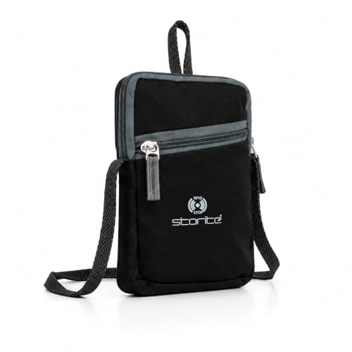 Image of Storite Travel Sling Bag for Men & Women, Black | Durable Fabric, Compact Design, Adjustable Strap, Comfortable Carry, Travel, Office, Hiking, Passport Carry