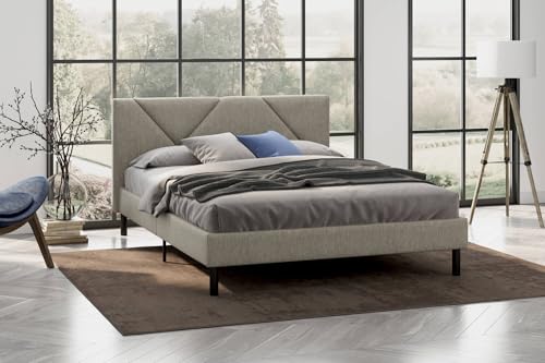 Dmora - Letto alla Francese Calitri, Sommier per Camera da Letto, Giroletto per Stanza, Struttura Porta Materasso, Adatto a Materasso Cm 140x190, Tortora