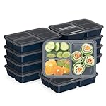 Bentgo Prep - 20-Piece 3-Compartment Reusable Meal Prep Containers with Lids, PFAS & BPA Free Materials, Durable, Microwave, Freezer, & Dishwasher Safe To Go Food Storage (Navy Blue)