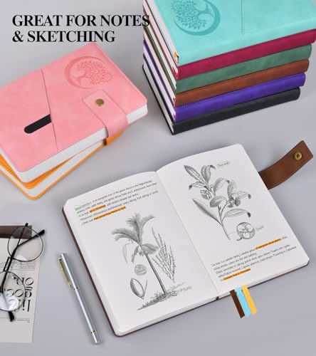 Blank-Journal-Notebook-A5-Hardcover-Leather-Sketchbook-with-200-Pages-Thick-Blank-Paper-for-Men-Women-Unlined-Drawing-Writing-Journal-59-x-84-Plain-Notebook-dark-brown