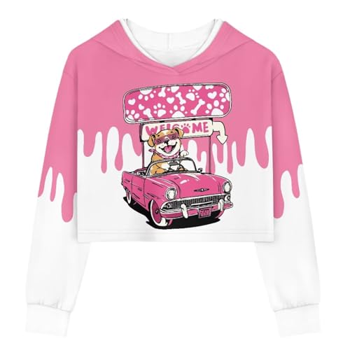 Animal Print Girls Short Sleeve Hoodie Breathable Summer-to-Fall Top,Playground Birthday Party Approved,Size 5-14Y3