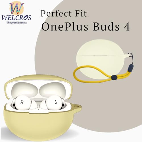 Image of WELCROS Soft Silicone Protective Case Cover for OnePlus Buds 4 (Lanyard Ivory Gold)