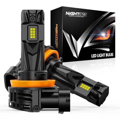 NIGHTEYE H11 LED Headlight Bulb - 600% 25000LM 1:1 Size H11/H8/H9 Headlight Bulb, 6500K Cool White Super Bright, Plug and Play,IP68 Waterproof,Pack of 2