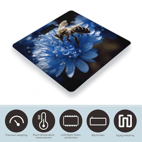 Báscula digital de baño Blue Flower Bee, vidrio templado miniatura 3