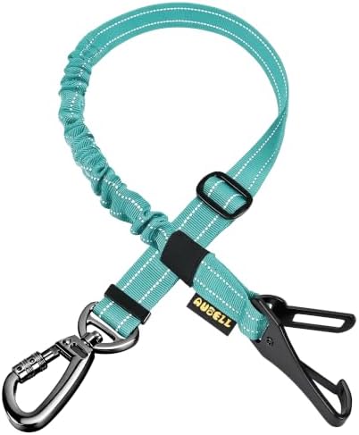 AUBELL Anschnallgurt Hund Auto,3-in-1 Bungee Hundegurt fürs Auto,Türkise | Einstellbar Haustier Sicherheitsgurt Für Auto Hunde Geschirr Tether mit Clip Haken-Verschluss & Schnalle,