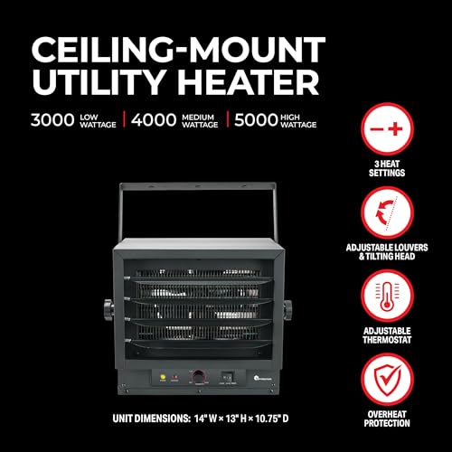 5,000/4,000/3,000W 240V Ceiling Mount Garage Utility Heater by Mr. Heater - Image 4