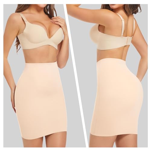 Image of ONEW Shapewear Slips For Under Dress Half Slip Dress Tummy Control Seamless Slip Skirt Body Shaper For Women