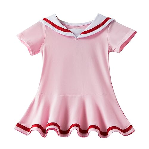 Little Girls Nautical Sailor Dress Summer Cute Pleated Skirt Toddler Kids Playwear Dresses 0 to 4 Years