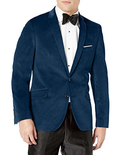 Billy London Men's Slim Fit Blazer, Blue Velvet, 46 Regular