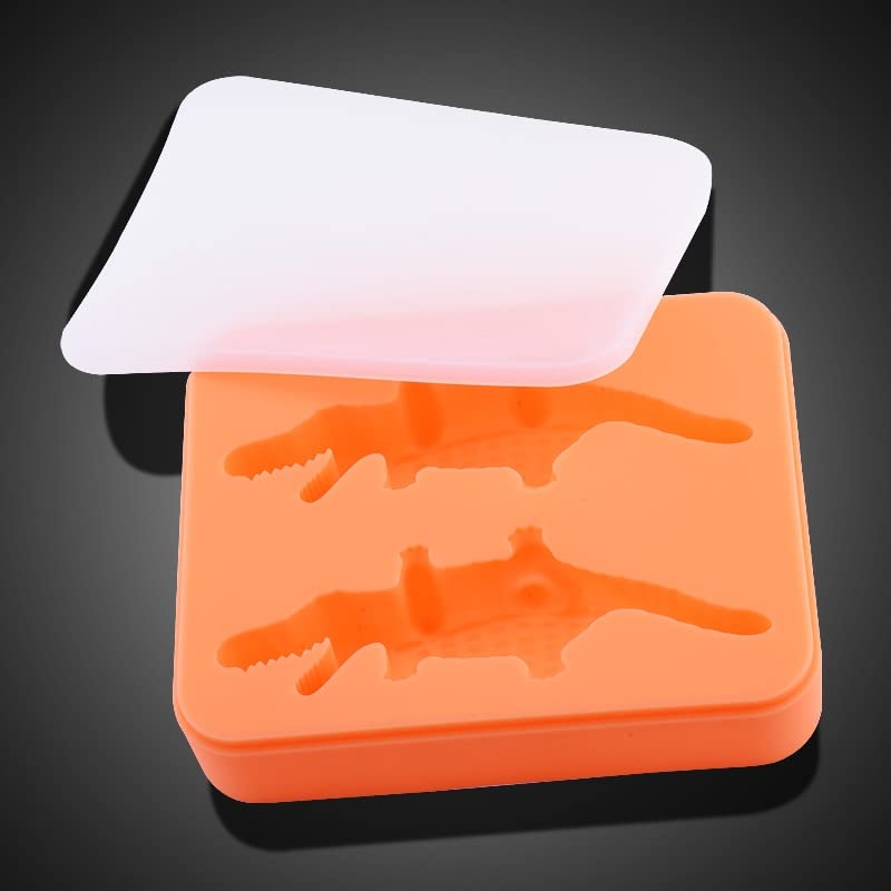 Molde de hielo de silicona 3D cocodrilo con tapa miniatura 3