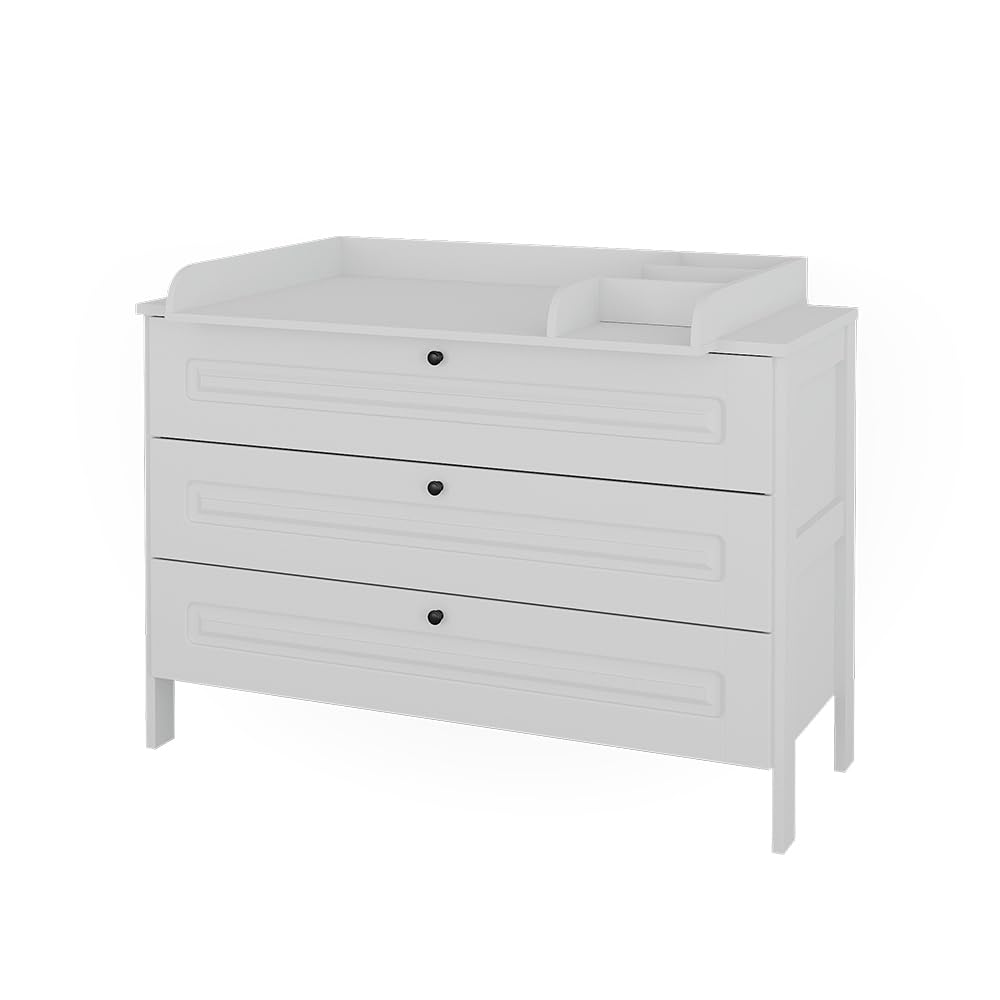 VitaliSpa Fasciatoio Ajaton, Bianco, 133 x 98.4 cm con 3 cassetti, adatto per fasciatoi standard fino a 85 cm