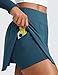 CRZ YOGA High Waisted Side Slit Tennis Skirts for Women - Mini Lined A Line Running Athletic Skort with Inner Pockets Petrol Blue Small