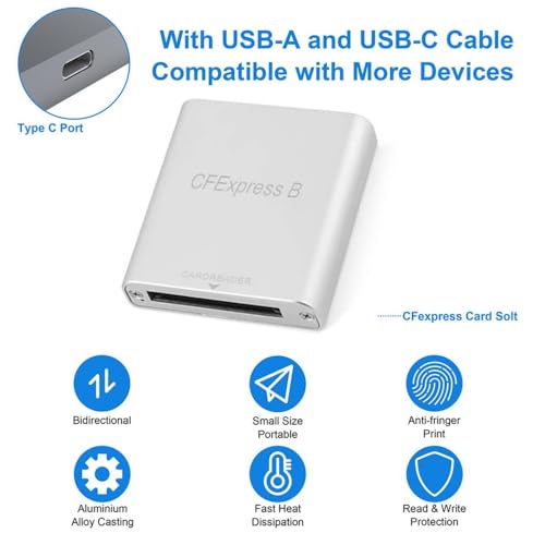 CY USB3.1 Type C USB3.0 Type-A to CF Extension Card Reader CFE Type B Support R5 Z6 Z7 CFB Memory Card, Silver CFE Type-B USB-C - Image 4