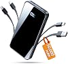 Cargador portátil de 50000mAh, con 4 cables integrados, banco de energía de carga rápida 22.5W | Carga rápida para 6 dispositivos, 6 salidas 2 entradas, esencial de viaje, batería externa con pantalla LED para iPhone 17 Samsung S26 iPad 2