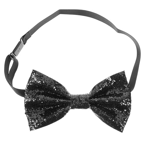 Sparkly Bow Tie,Black Sequin Bowtie Ties for Men,Adjustable Pre-Tied Tied Glitter Bows Clip Party Performance Festive Christmas Accessories,for Mens Boys Bachelor Dance Show Fancy Dress (Black)