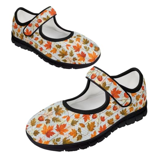 JoyLamoria Womens Shoes Strap Adjustable Minimalist Easy Off Sports Elastic Soft Travel, Thanksgiving Maple Leaf