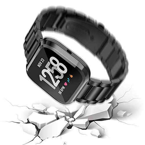 Correa metálica compatible Fitbit Versa 2 negra miniatura 4