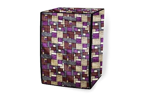 Image of Stylista Waterproof Front Load Washing Machine Cover Compatible for Haier 8 kg, Seamless Pattern Magenta