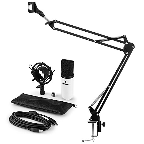 auna MIC-900WH Mikrofonset V3 Kondensatormikrofon + Mikrofonarm (USB-Mikrofon, weiß, Nierencharakteristik…