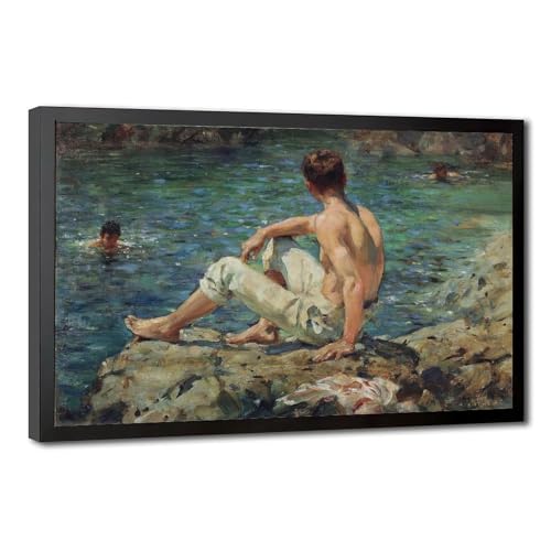Impression giclée sur toile Henry Scott Tuke art vert et doré déco murale salon 30x45