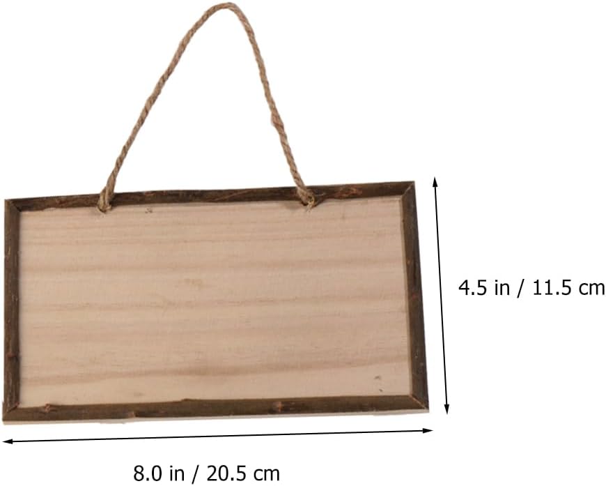 VILLCASE Hanging Wood Plaques 5-Pack Unfinished Blank Door Signs with Rope 8.07X4.52 Inch Rustic Rectangle Wood Craft Boards for DIY Home and Shop Decoration