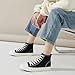 Uoidru High Top Sneakers for Women Canvas Shoes White Canvas High Tops Women Casual Shoes Lace Up Fashion Sneakers (Black,US7.5)