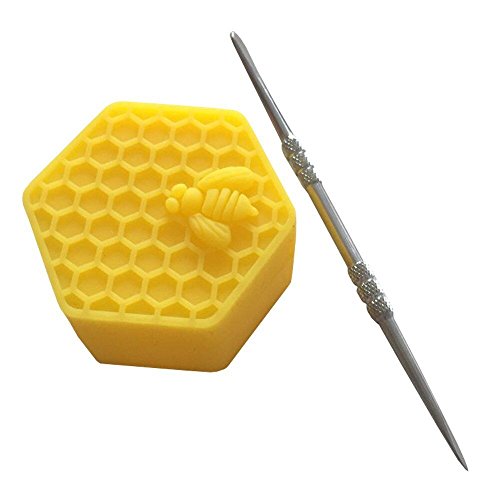 HONEYYE 26ml Yellow 1pcs Silicone Container Hexagon Honeybee Oil Wax Concentrate Jars +1