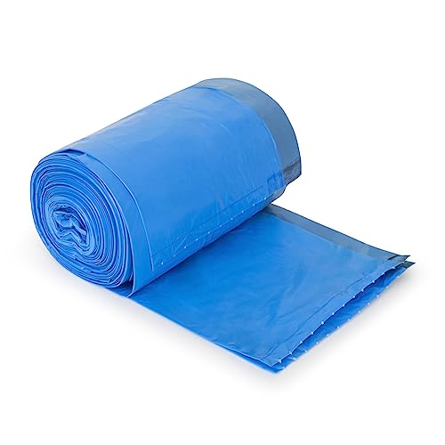 Image of Plasticplace Custom Fit Trash Bags, Compatible with simplehuman Code K (50 Count) Tinted Blue Drawstring Garbage Liners 10 Gallon / 38 Liters, 24 inch x 28 inch