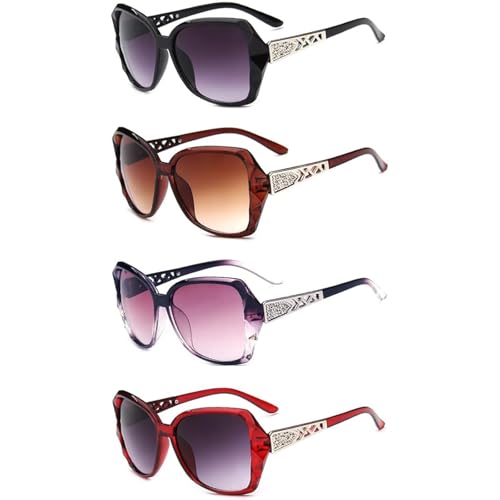4Pcs Oversized Polarized Sunglasses for Women, Large Classic Trendy Ladies Square Sun Glasses with UV400 Protection, Sparkling Big Frame, Fit for Sports, Driving, Fishing & Running