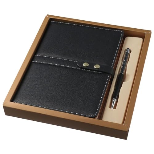 Carnet A5 journal intime noir rigide avec stylo pour prise de notes