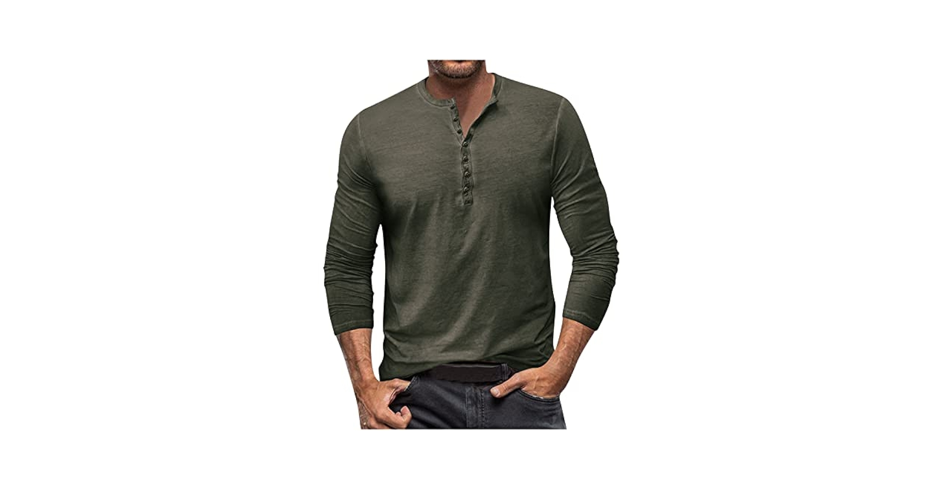 トップス Olde steader Henley Neck long Sleeve Striped_rib_high_neck_long_sle
