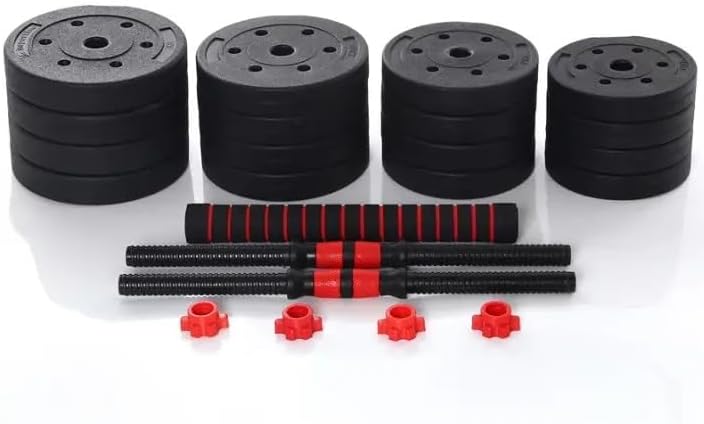 Kit 30kg Halteres de Anilhas E Barras Ajustáveis Fitness