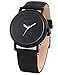 AMPM24 New Fashion Round Men's Women Unisex Black Leather Band Quartz Wrist Watch SNB004