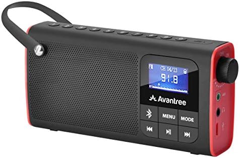 Avantree SP850 Portable FM Radio with Bluetooth Speaker and SD Card Player 3-In-1, MP3 Player with Headphones Socket, Auto Scan Save, LED Display, Rechargeable Battery Transistor Radio (No Am)