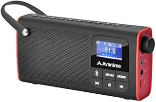 Avantree SP850 Portable FM Radio with Bluetooth Speaker and SD Card Player 3-In-1, MP3 Player with Headphones Socket, Auto Scan Save, LED Display, Rechargeable Battery Transistor Radio (No Am)