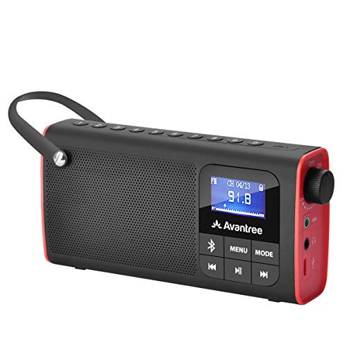 Avantree SP850 Rechargeable Portable FM Radio with Bluetooth Speaker and SD Card MP3 Player 3-in-1, Auto Scan Save, LED Display, Small Handheld Pocket Rechargeable Wireless Radio (No AM) by Avantree - Used condition - CA$37.19