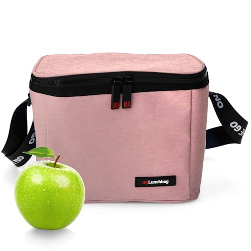 Bolsa Termica Porta Alimentos 4L- Bolsa Isotérmica de Paredes Extra-Gruesas Mantiene el Frío 8h, Nevera Portátil con Correa Ajustable, Fiambrera Térmica para Trabajo, Picnic, Almuerzo, Camping, Rosa