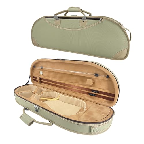 WUQIMUSC Estojo Para Violino 4/4 Tamanho Completo Em Nylon Oxford, Leve, Com Alças Ajustáveis, Bolsa De Viagem (Verde Ervilha)