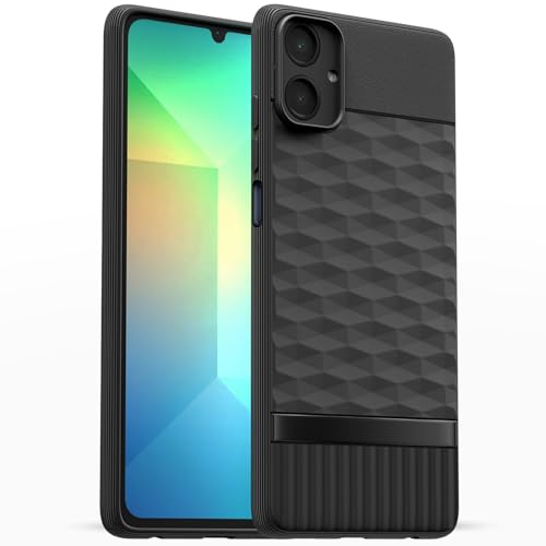 Image of Pikkme Back Cover for Samsung Galaxy A06 Camera Protection 3D Hexa Cube Design Silicone Protective Bumper Case (Black)
