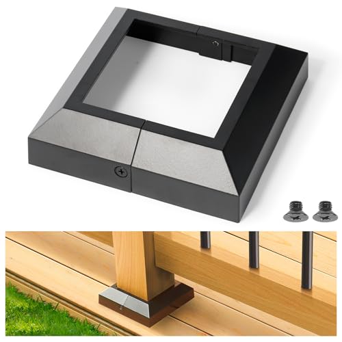 AECXM 2Pack 4"x4" Aluminum Deck Post Base Cover, Split Post Cover Skirts for Deck Railings丨Stairs丨Porches Black by Aecxm - Used condition - US$24.98