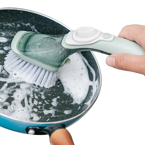 Panel de cocina para platos - pesado con mango - de - Avanzada con dispensador de líquido - Cepillo para control del jabón - Lavadora de cepillado dispensador de