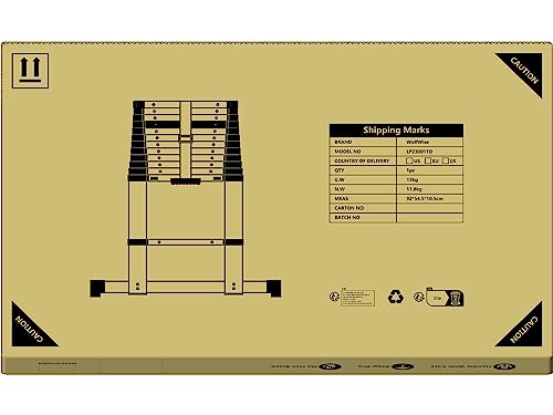 WolfWise Escalera telescópica de 3,8m con barra estabilizadora, multifunción, extensible, Carga Máxima 150 kg